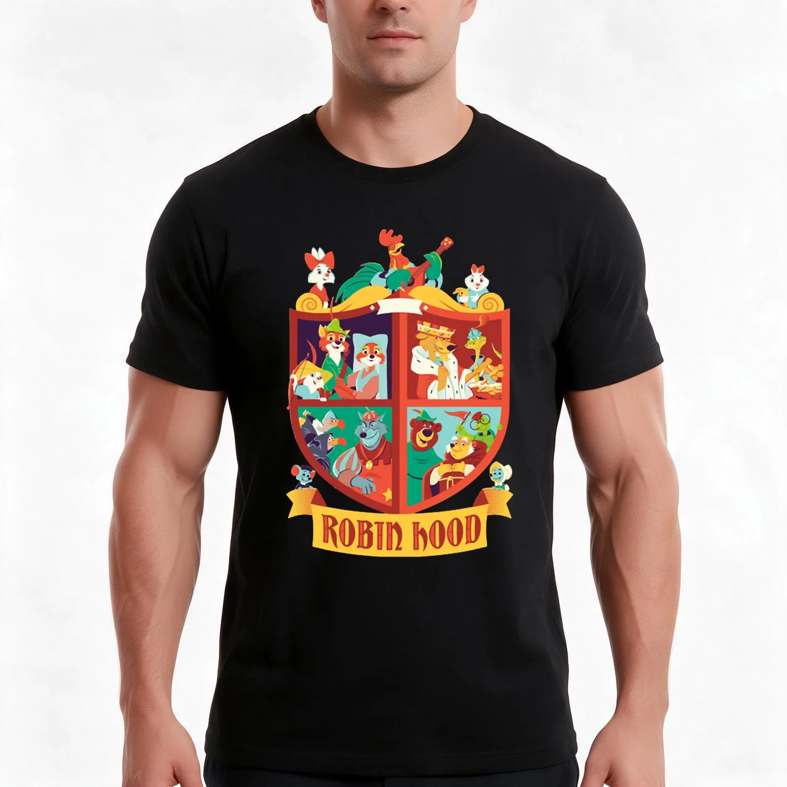 Robin Hood Family Classic T-Shirt, Summer Casual Cotton Tee, Oversized Streetwear Tops, Vintage Graphic Print, Unisex Men Women