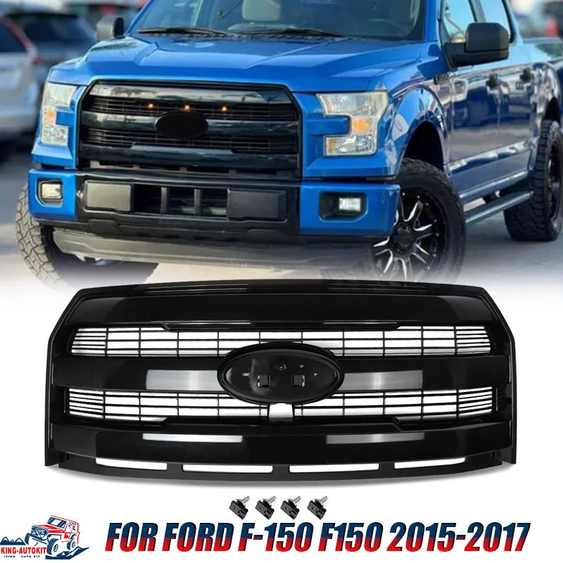 For Ford F150 F-150 2015 2016 2017 Racing Grills Lariat Style Front Bumper Radiator Grille Assembly with Camera Hole FL3Z8200RA