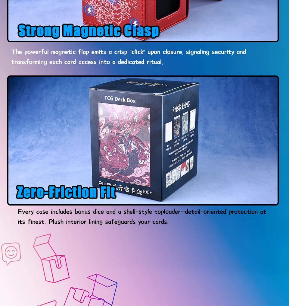 TCG Deckbox mit 100+ Kartenkapazitäten – Drachen-Design, langlebige und kostengünstige Aufbewahrung für TCG-Karten, ideal für YGO PTCG Magic Gifts – Detail 6