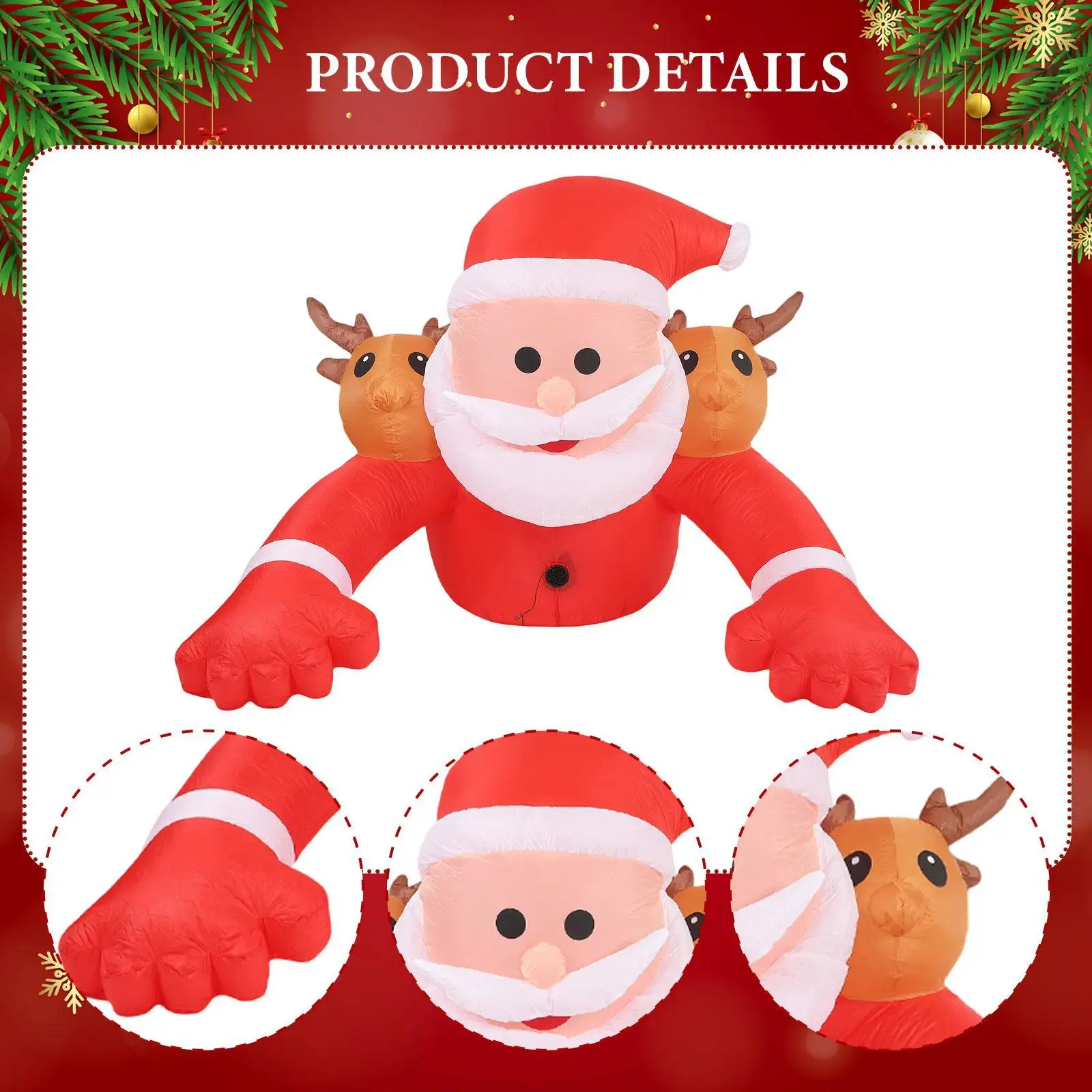 Inflatable Santa Prop Multicolor Polyester Giant Ornament Christmas Decoration for Outdoor Garden Party