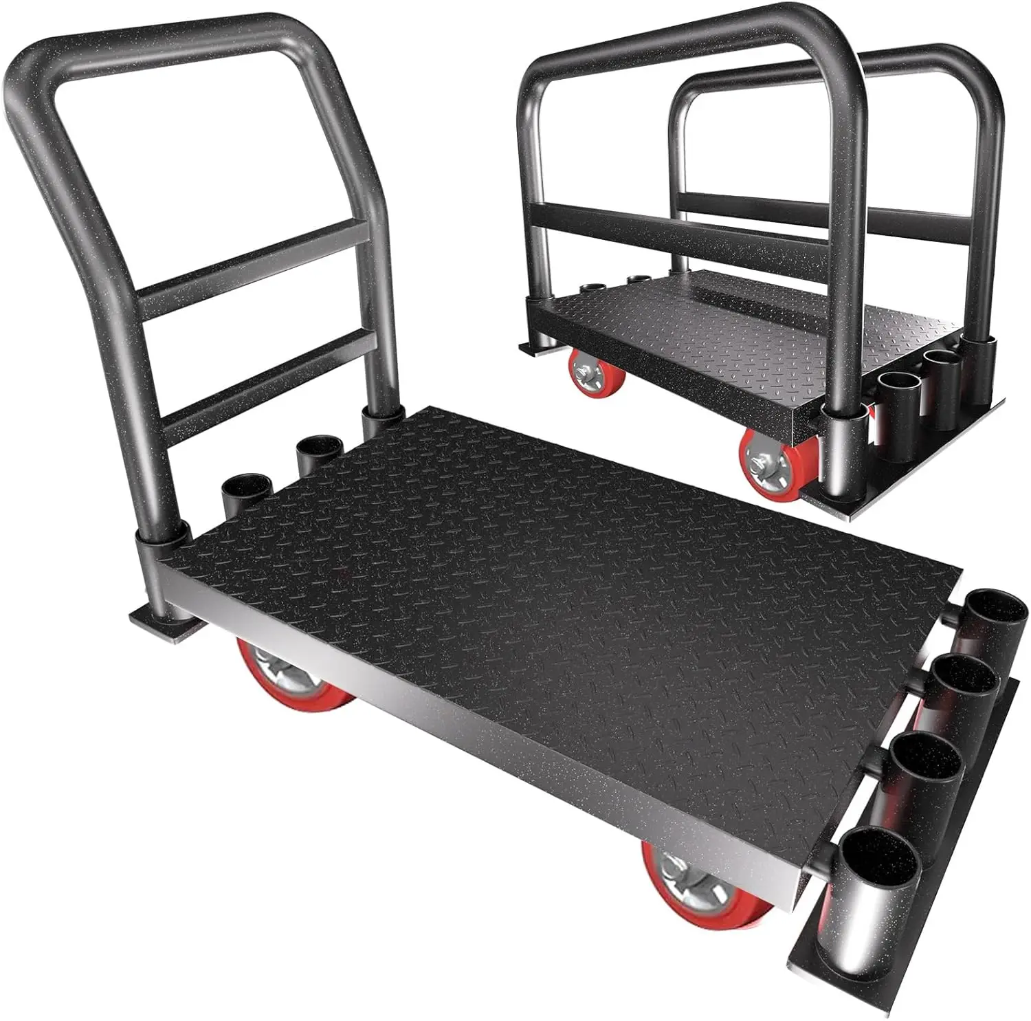 Handrails,2200 lbs Capacity Drywall Cart&Lumber Cart, Platform Truck w/2 Swivel Casters, All-Steel Hand Truck,Push Cart