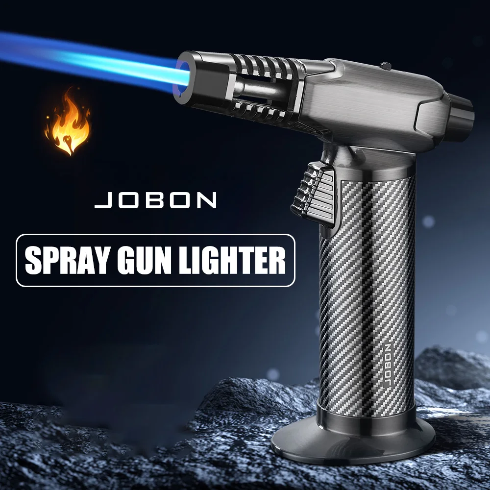 JOBON1300 ℃ Windproof Blue Flame Gun Lighter One Key Fixed Flame 360 ° Inverted Ignition Metal Material Multifunctional Use