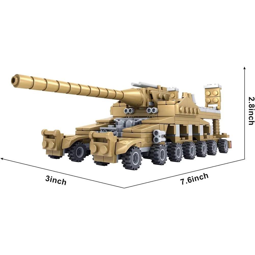 16 In1 Military Building Toys, Army Tanks Toy Building Sets, Create a German Dora Heavy Cannon Model, Small Military Vehicles