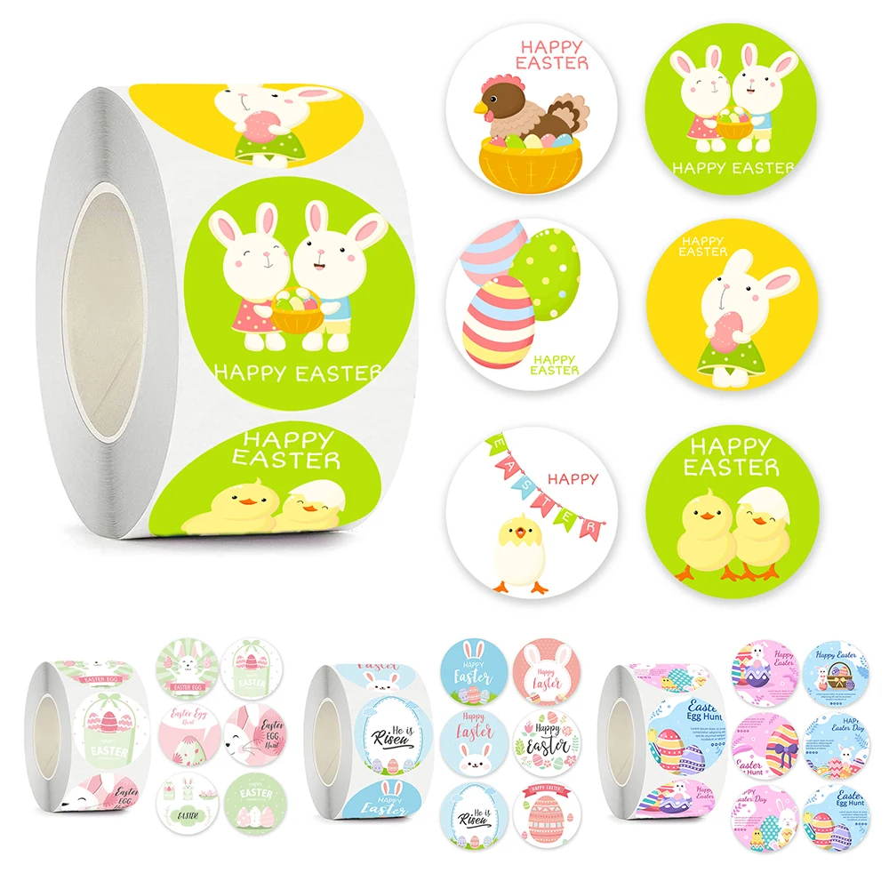 

500Pcs Happy Easter Stickers Children's Gifts Party Decoration DIY Scrapbook Stationery