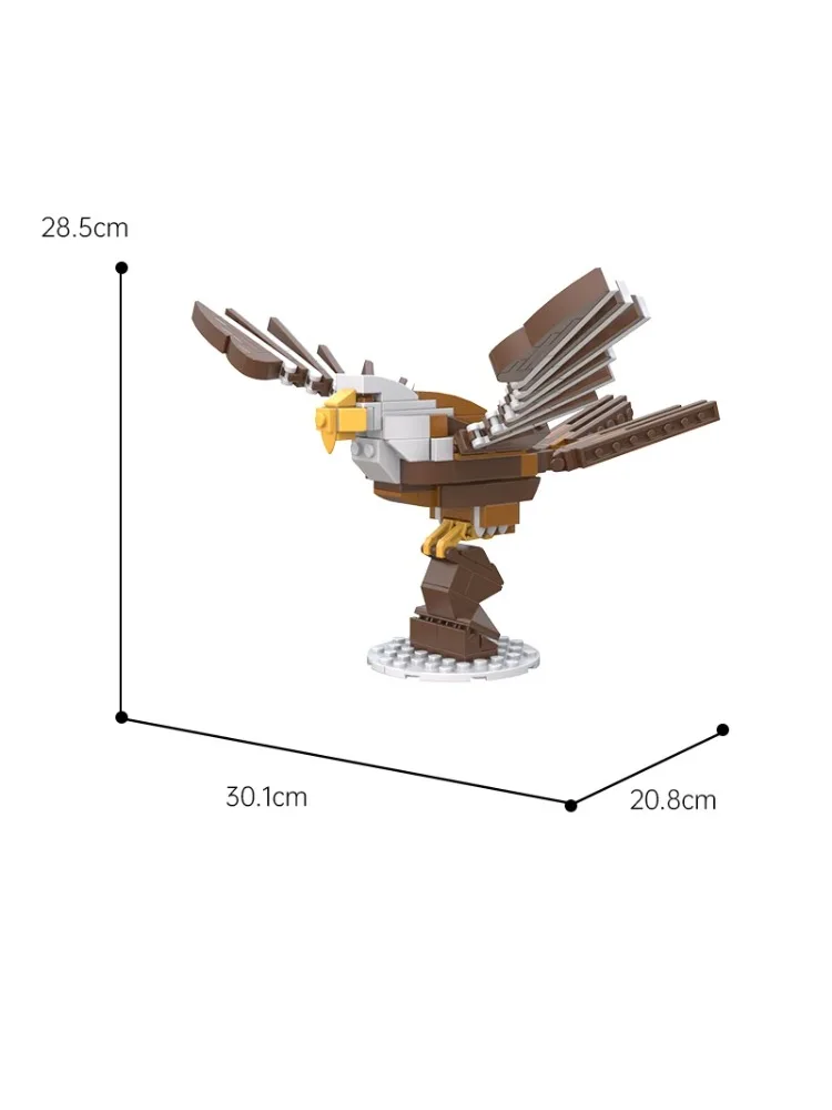 188PCS MOC Animal Birded Creative Building Block Assembly Model MOC-158497 Bald Eagle Iconic Building Block Toy Holiday Gift