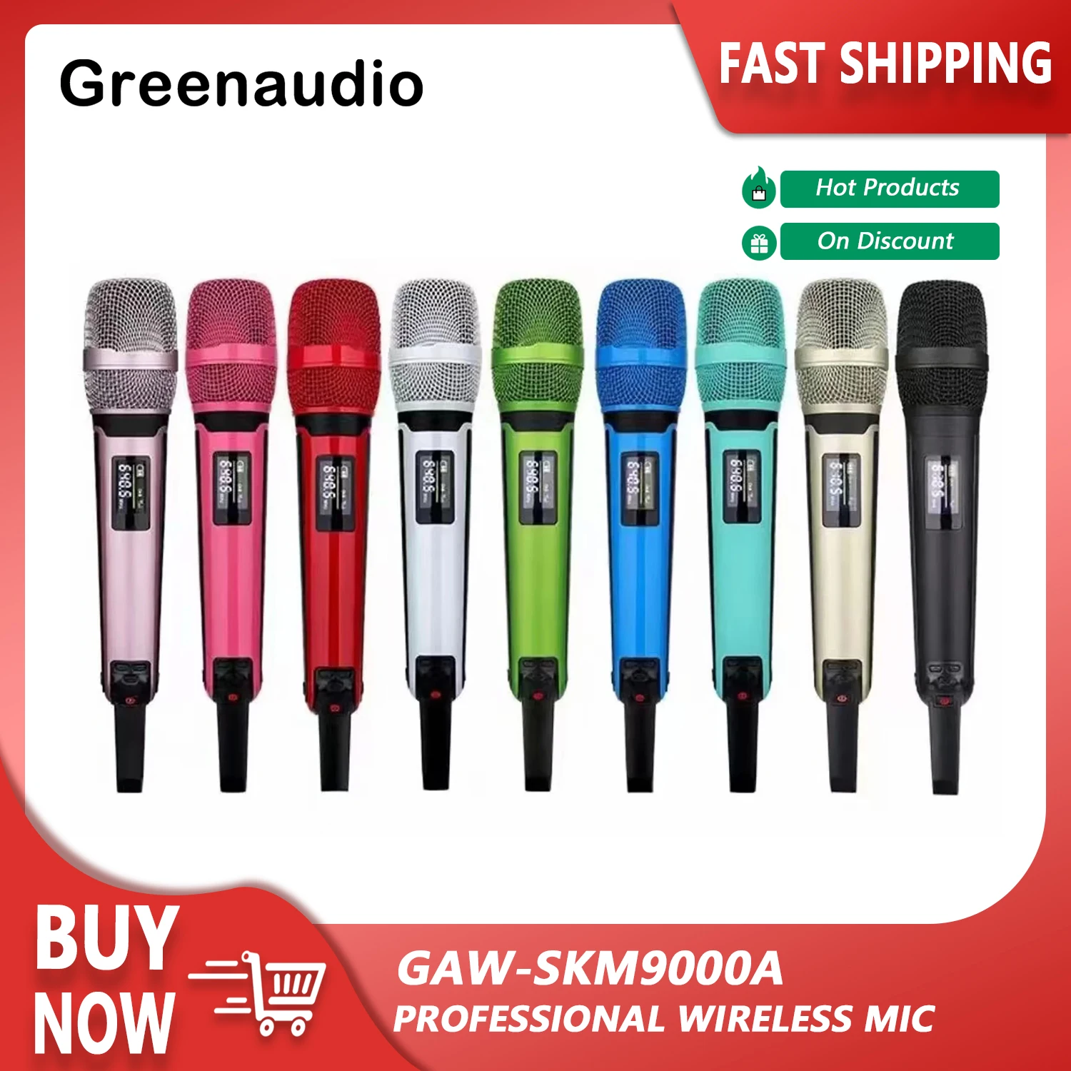 

GAW-SKM9000A UHF High Quality Wireless Mic Karaoke Speaker Performance Outdoor Audio DJ Singing Live With Receiver Microphones