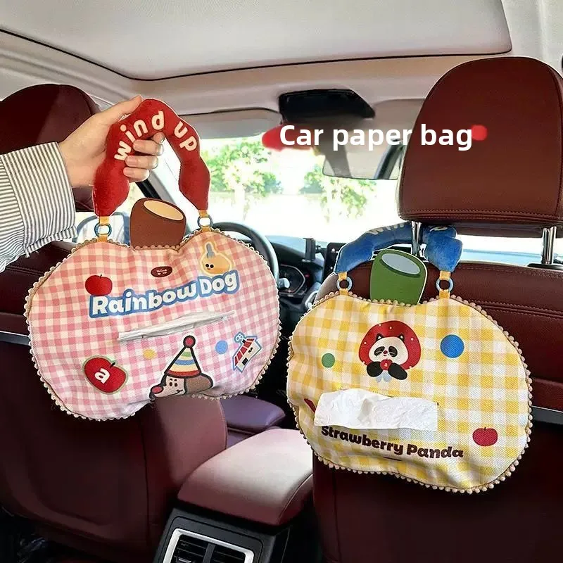 

Creative Cartoon Hanging Car Tissue Box Cover Large Capacity Portable Home Car Tissue Holder