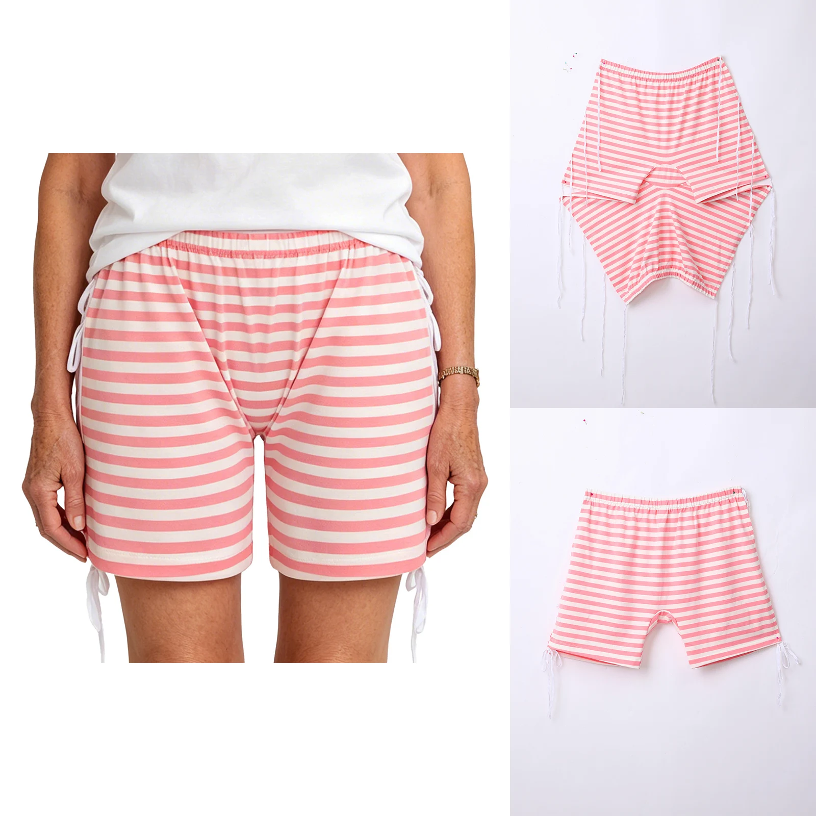 

Womens Female Adaptive Shorts Sides Lace-up Elastic Waistband Underwear Shorts for Elderly Disabled Adults Incontinence Bottoms