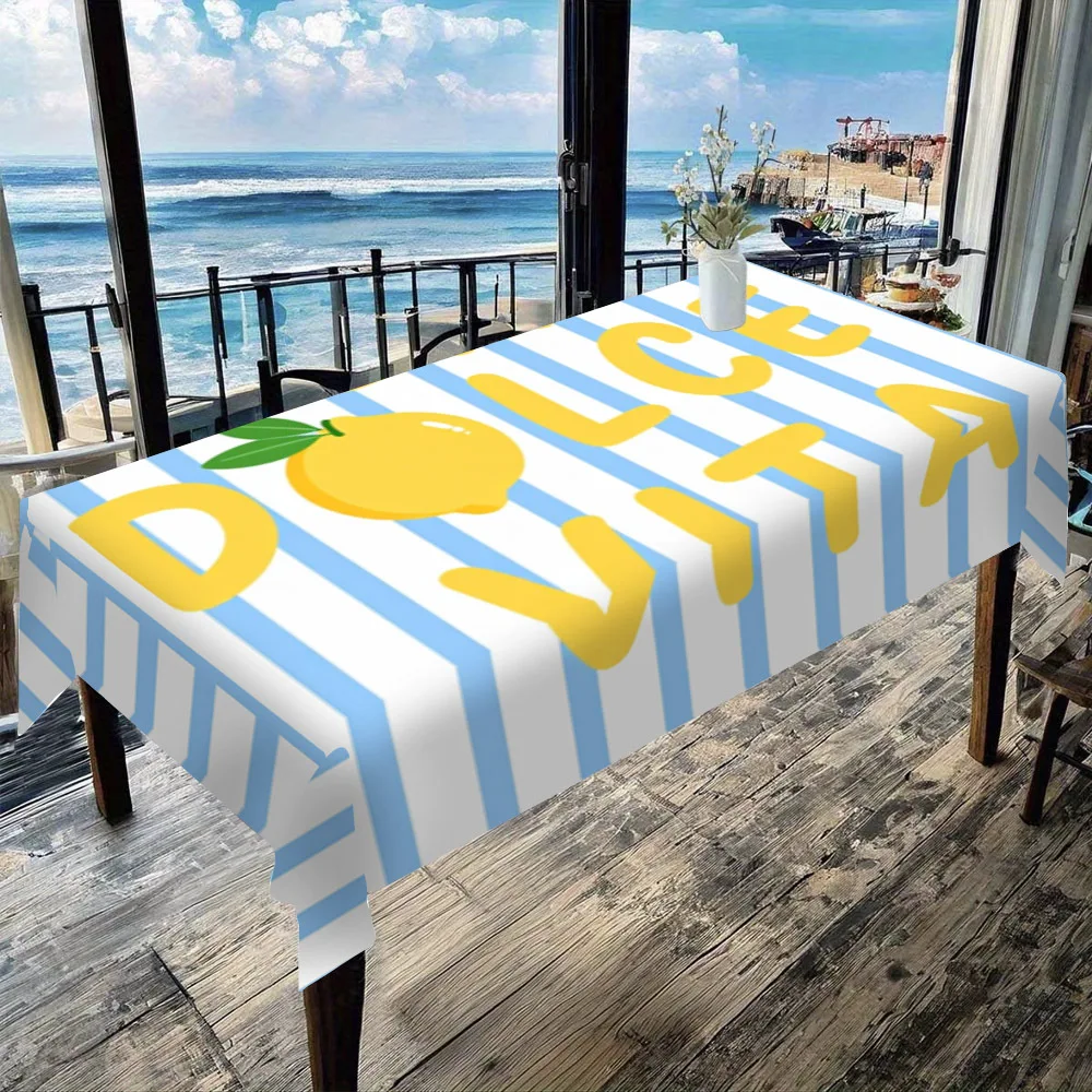 One piece of sweet life lemon tablecloth, a restaurant and kitchen accessory shaped tablecloth