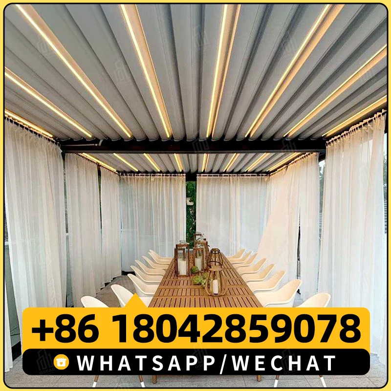 Wholesale Outdoor yard Awnings Roof event Rainproof Electric Adjustable Gazebo Bioclimatic louvered aluminum pergola china