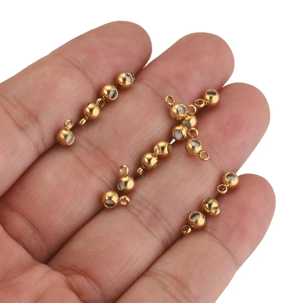 20 pezzi di perline con tappo in acciaio inossidabile per orecchini collana braccialetto creazione di gioielli fai da te oro Bail Bead Hanger Rings