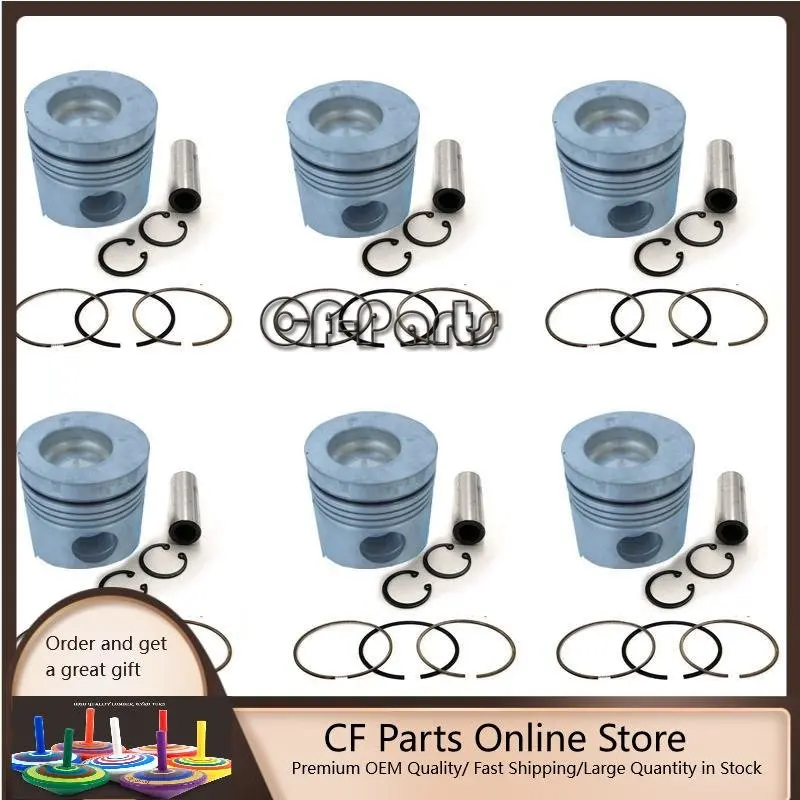 

New 6 Sets STD Piston Kit With Ring 13216-2290 Fit For Hino H07C Engine 110MM