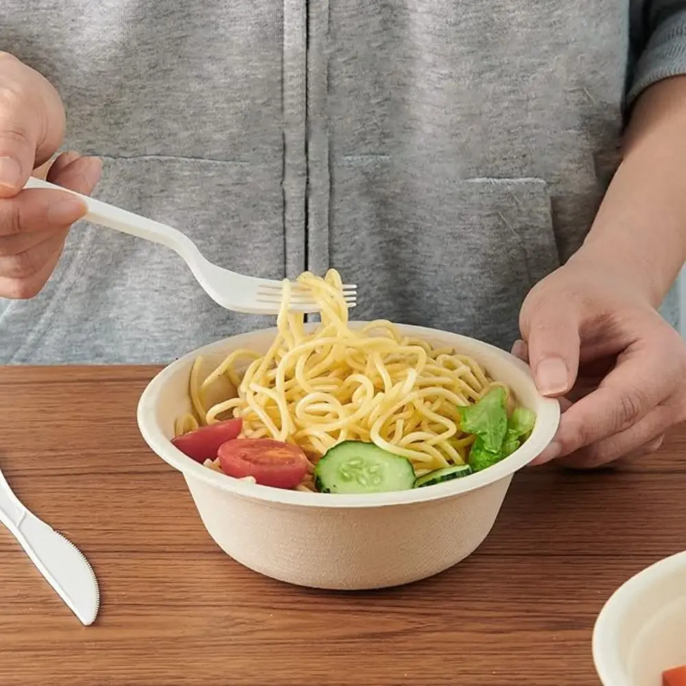 

50Pcs Eco-Friendly Degradable Disposable Paper Bowl Thickened 350/500ml Salad Bowl Durable Paper Plate Commercial