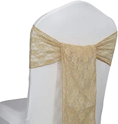 

Винтажные кружевные ленты для стульев с цветочными бантиками для свадьбы, дня рождения, украшения вечеринок - цвет шампань (50 шт.)