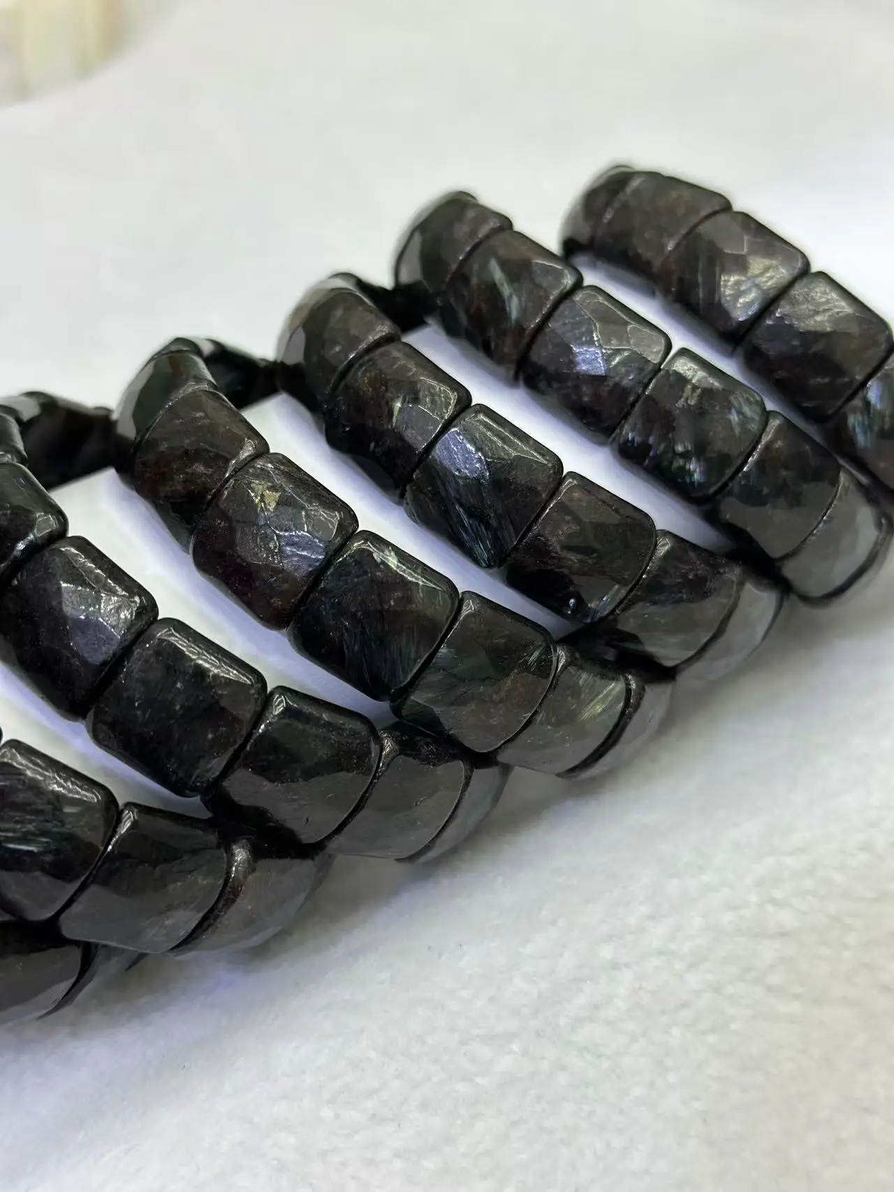Astrophyllite Hornblende Arfvedsonite Stone Beads about 13*15mm Bracelet Natural Gemstone Jewelry Bangle For Gift Wholesale !