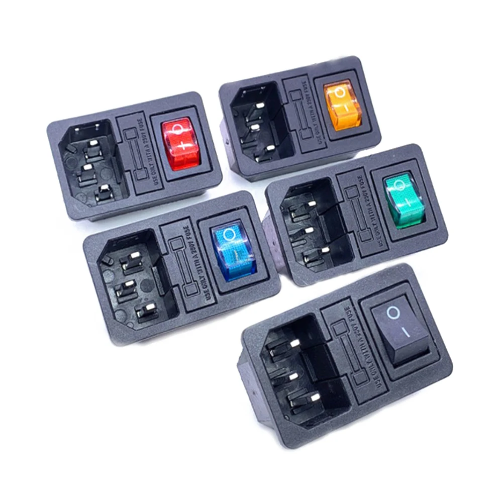 

2Pcs 250V 10A Rocker Switch with Fused IEC320 C14 Inlet Power Socket Fuse Switch Connector Plug 3 in 1 AC Power Outlet