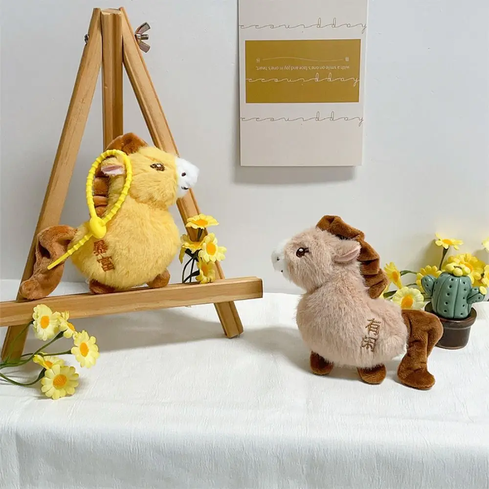 

Cute Stuffed Animal Horse Cartoon Blessing Words Zodiac Pony Figurine Fluffy Year of Horse Plush Horse Doll Pendant