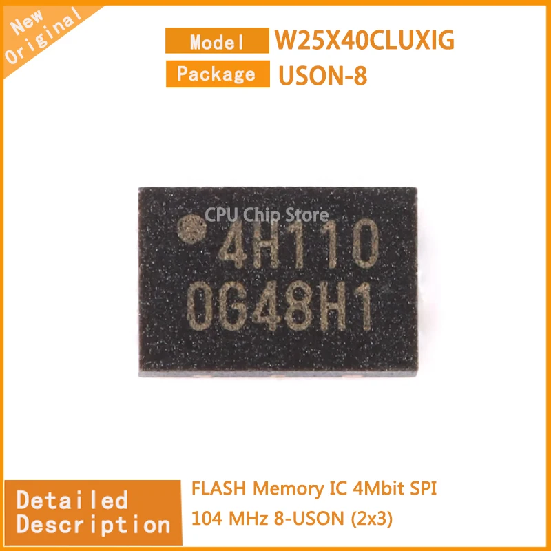 10Pcs/Lot New Original  W25X40CLUXIG  W25X40  FLASH Memory IC 4Mbit SPI 104 MHz 8-USON (2x3)