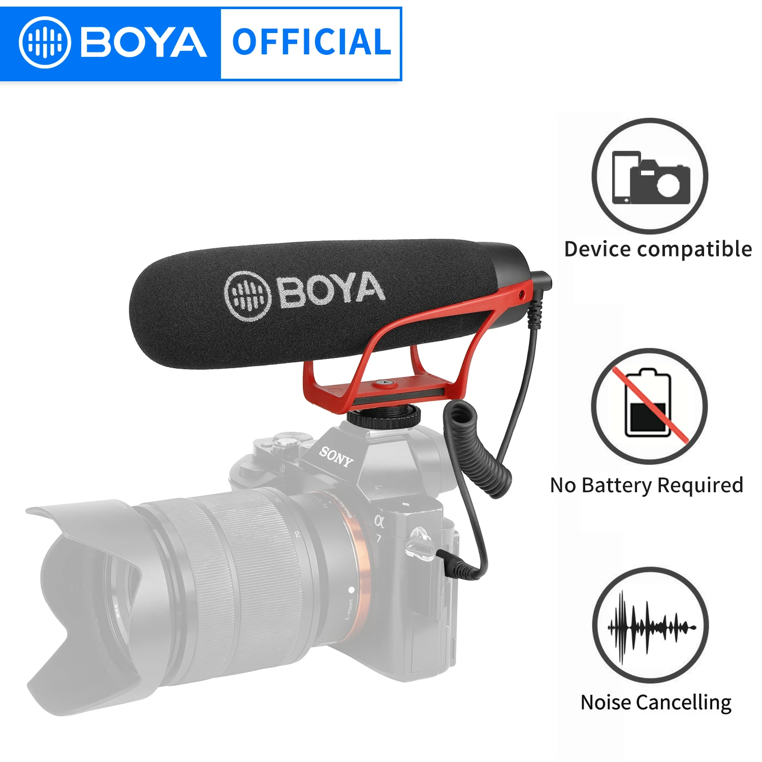 BOYA BY-BM2021 R super-cardioid brokovnice mikrofon s TRRS & TRS konektorů pro iPhone andrioid smartphone kamera rozhovor