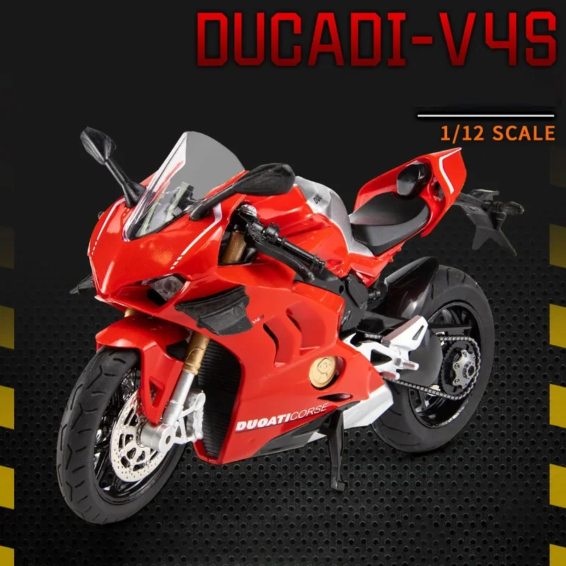 1:12 Ducati V4S Panigale Racing Motorcycles Simulation Alloy Motorcycle Model With Sound and Light Collection Toy Car Kid Gift