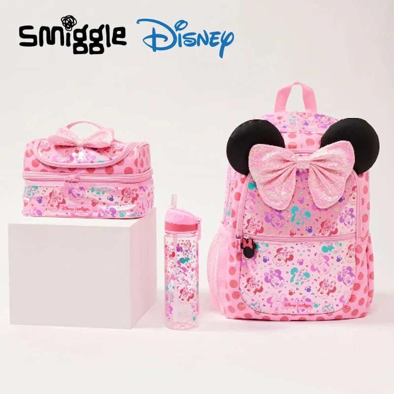 Oryginalna Australia Smiggle Disney Minnie Girls tornister studencki artykuły papiernicze piórnik torba na lunch podwójny plecak na ramię prezent