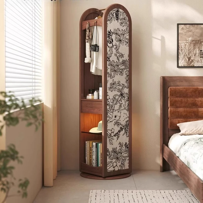 

Black walnut solid wood rotatable full body mirror