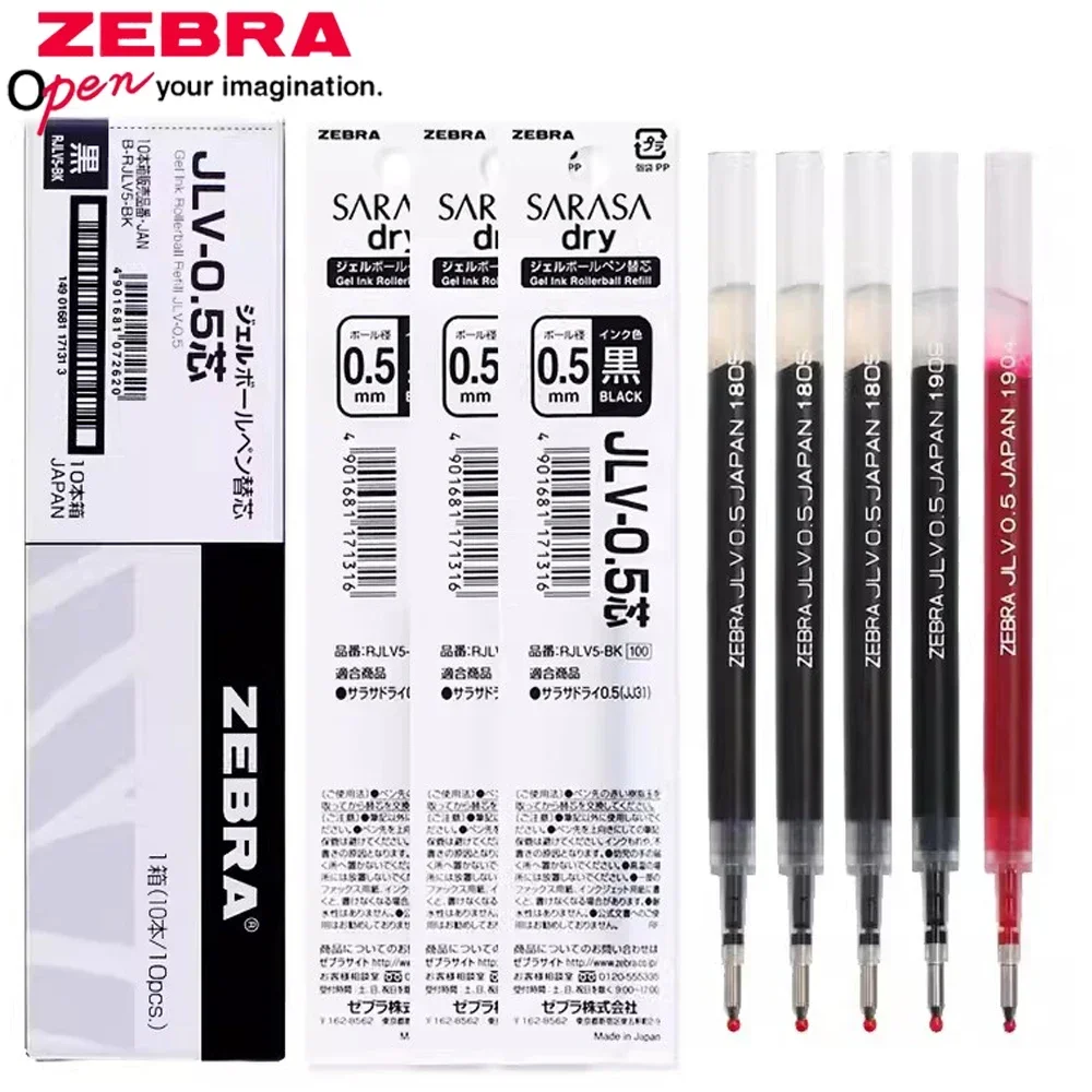 

10pcs Japan ZEBRA Quick-drying Gel Pen Refill 0.4/0.5mm Is Suitable for JJ15/JJZ33/JJ31/JJZ49 Ballpoint Pen Replacement JLV-0.5