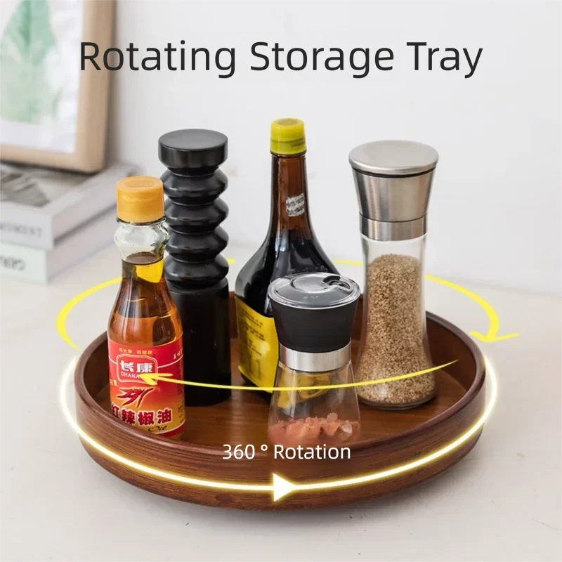 HeMu Kitchen seasoning storage rack countertop bamboo corner rotatable seasoning supplies storage rack cosmetic storage rack