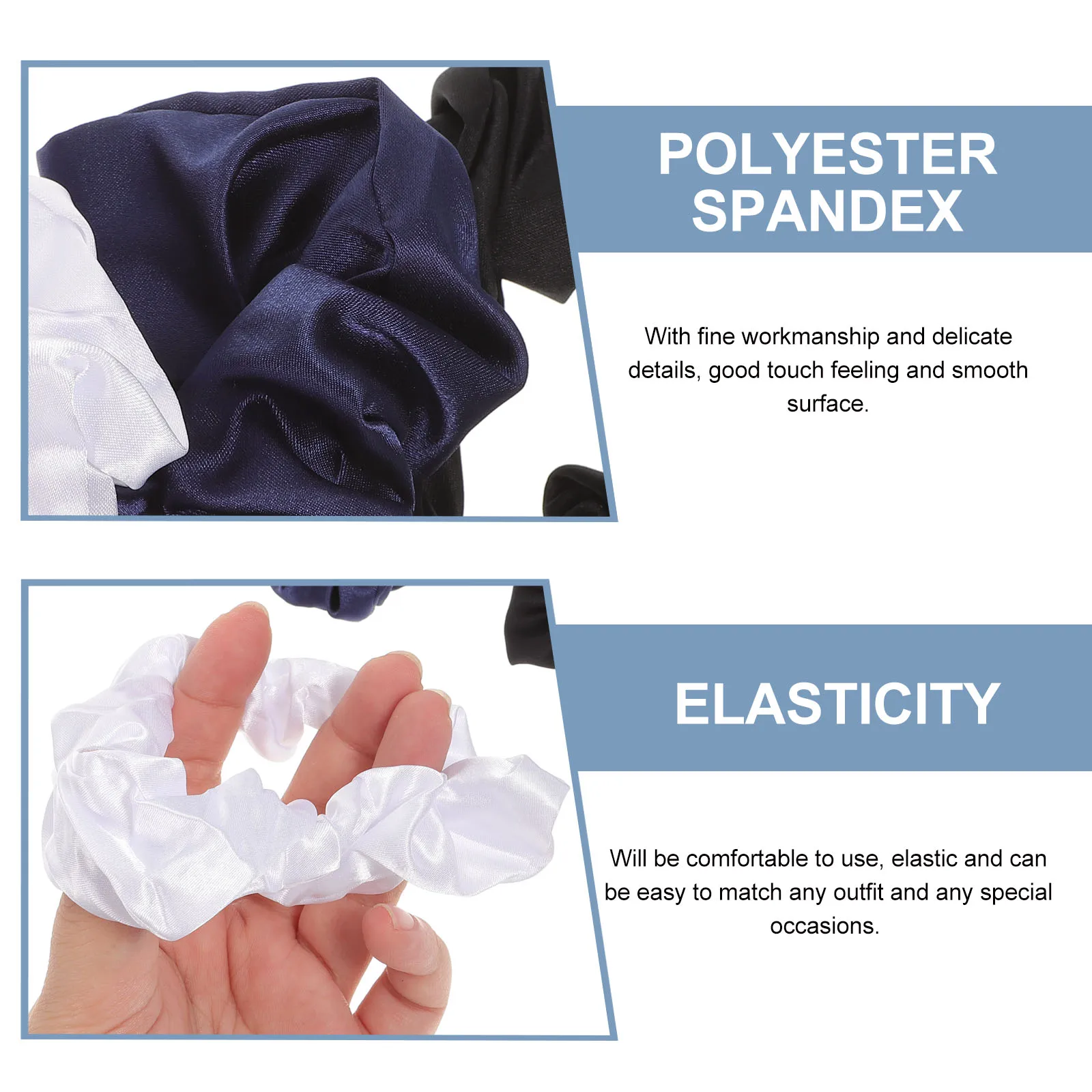 

3 шт., нежные атласные ленты для волос, белые, синие, черные, приятные на ощупь аксессуары для волос для особых случаев