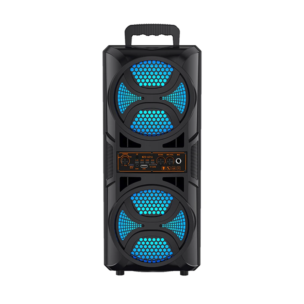 مكبر صوت متوافق مع البلوتوث مكبر صوت ستيريو لاسلكي يدعم USB/TF/AUX/FM/BT/MIC بصوت عال Boombox وقت تشغيل طويل للحفلات الخارجية