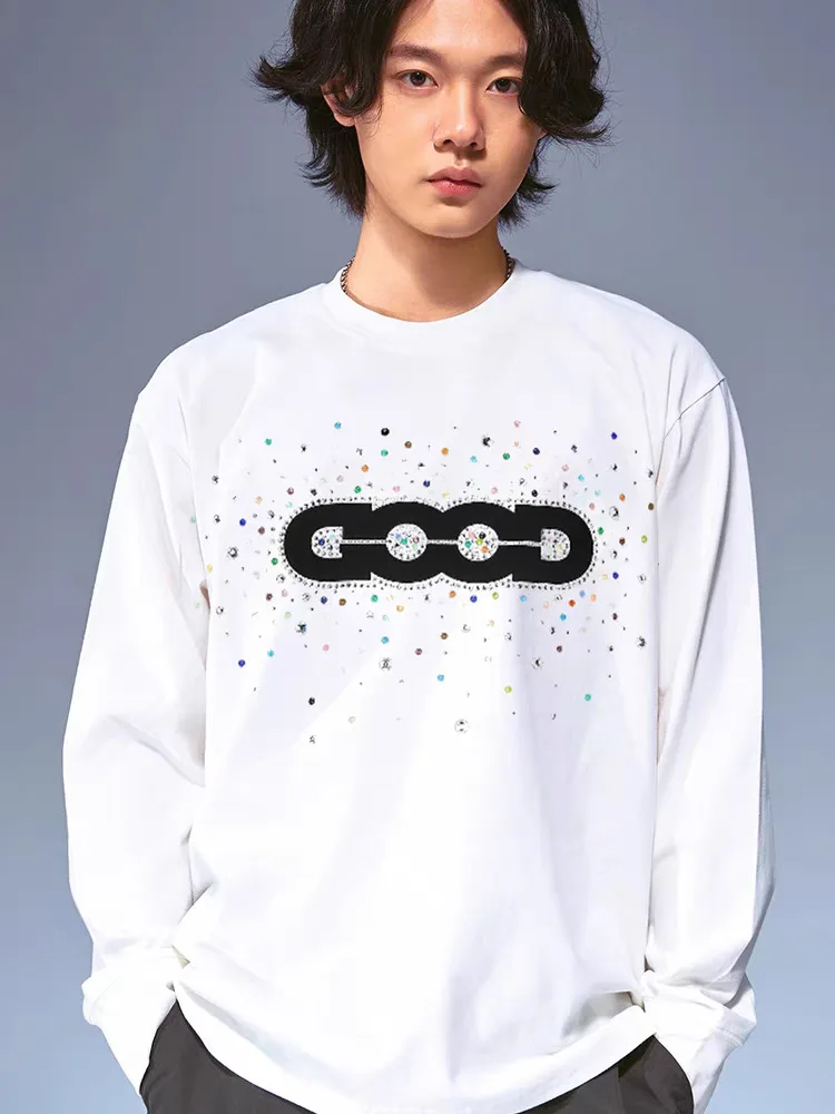 High-Quality Goodbrand Fashion Holiday Candy-Colored Gemstone Long-Sleeve Premium Print Top American Cotton