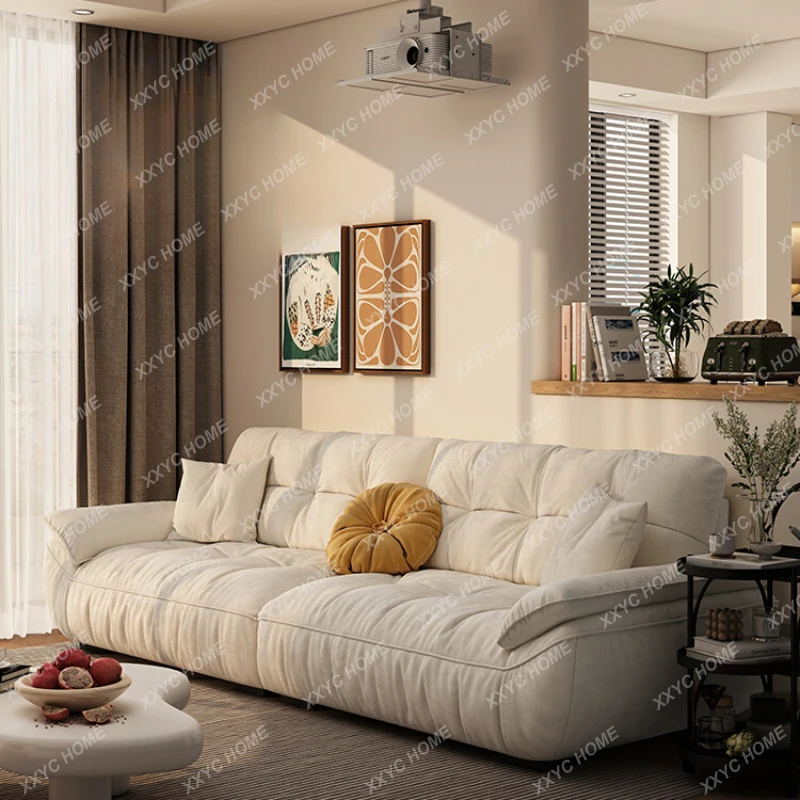 

Cat Scratch Cloth Sofa Small Apartment Living Room Simple Modern Light Luxury Cream Wind Straight Row Cloud Sofa