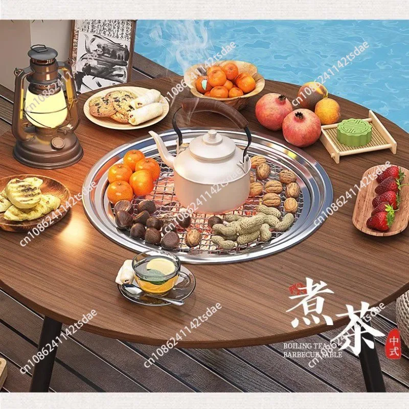 Furnace Tea Table Multifunctional Household BBQ Grill Tea Table Portable Field Charcoal Furnace Garden Furnace
