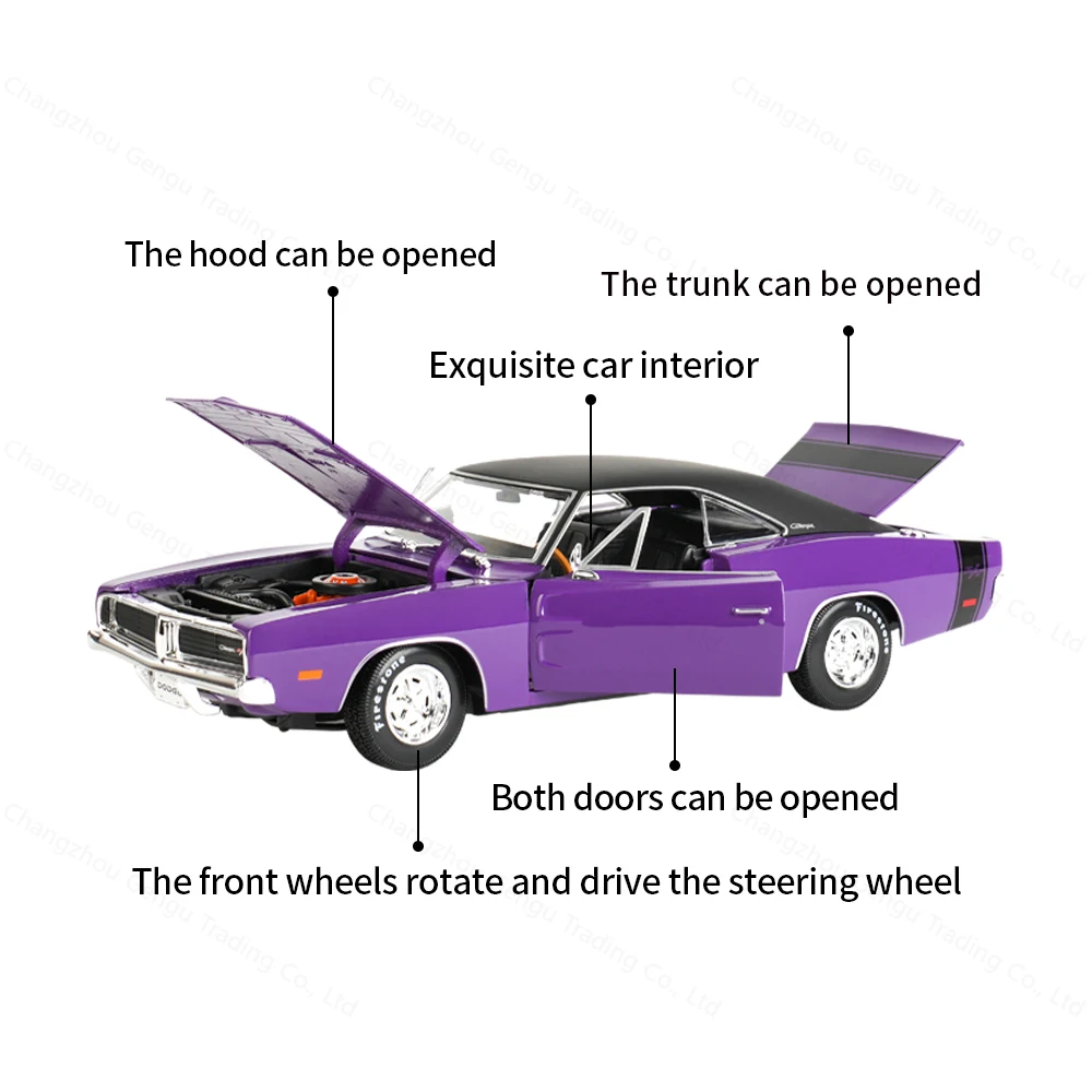 Maisto 1:18 1969 Dodge Charger R/T Orange Sports Car Static Die Cast Vehicles Collectible Model Car Toys