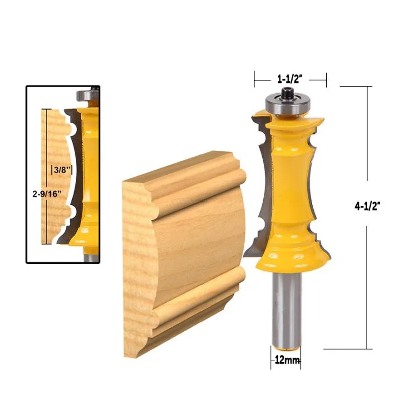 Accessories Equipment Router Bit Cutter Milling Miter Molding Tool Trimming Woodworking Workshop 1/2 inch Shank Cutting