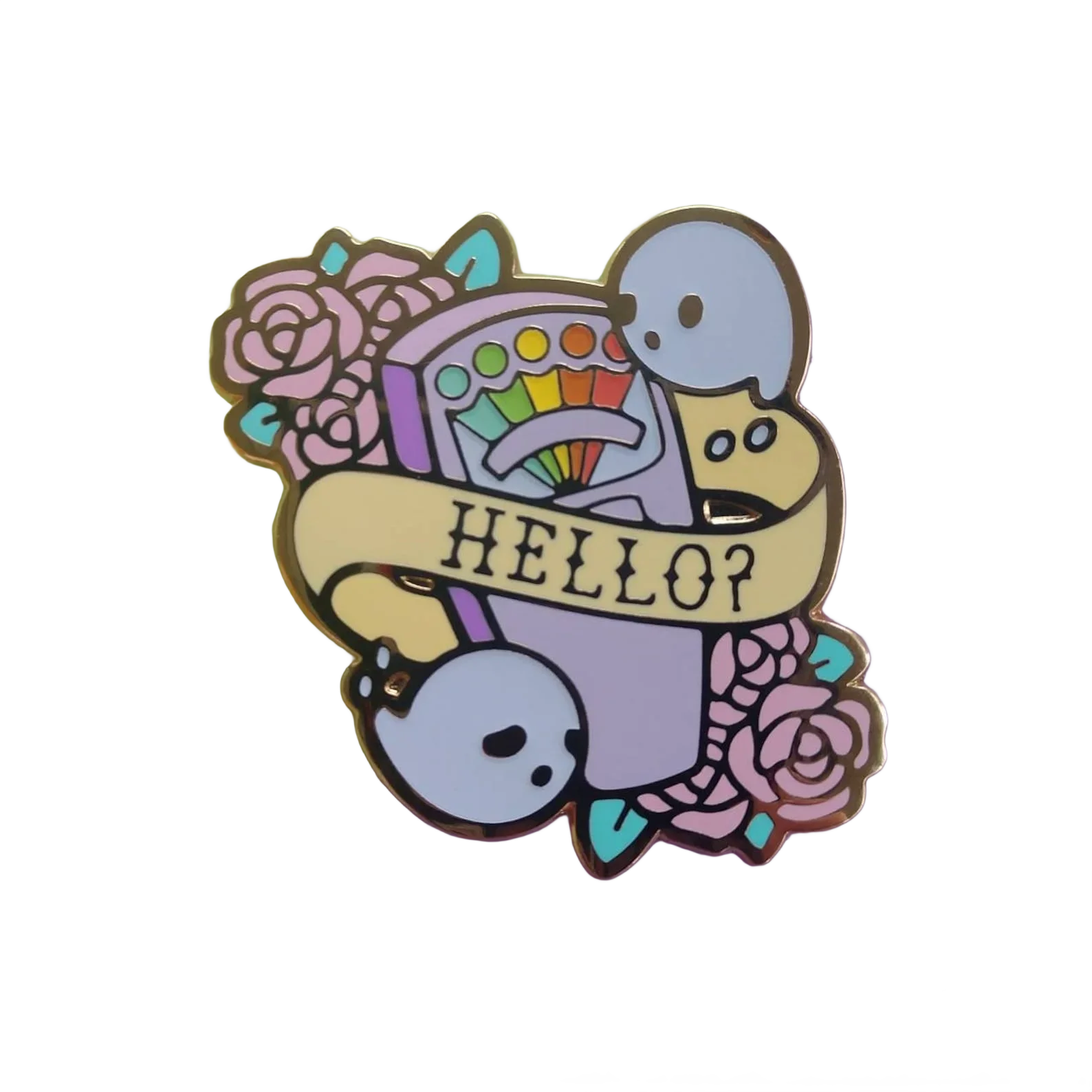 Hello Enamel Pin Ghost EMF Reader  pride