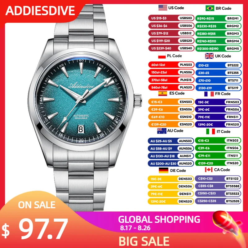 Luxury Watch German - ADDIESDIVE New Men Watch 39mm Automatic