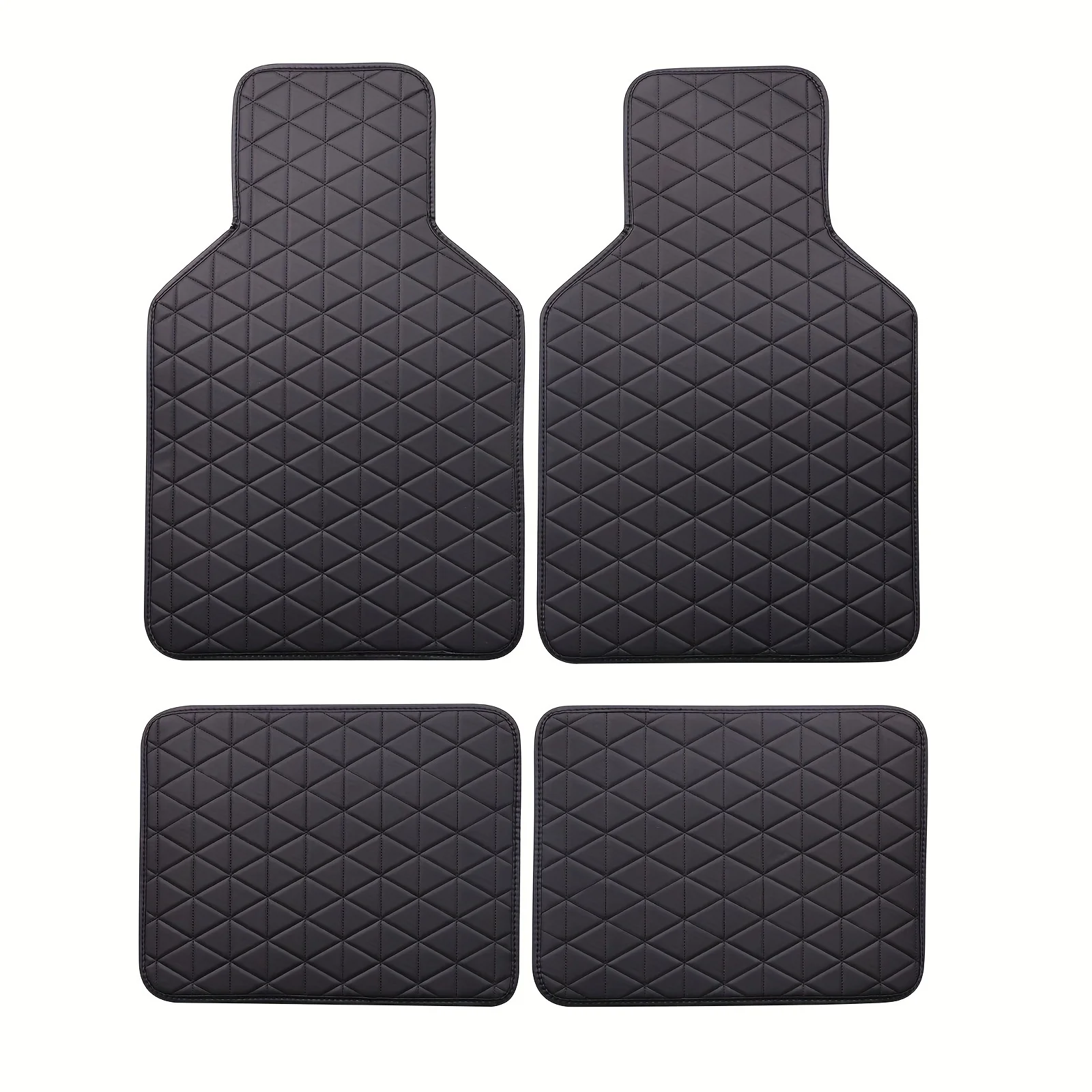 4-Piece universal PU leather car floor mat, waterproof, minimalist neutral design, car interior accessories