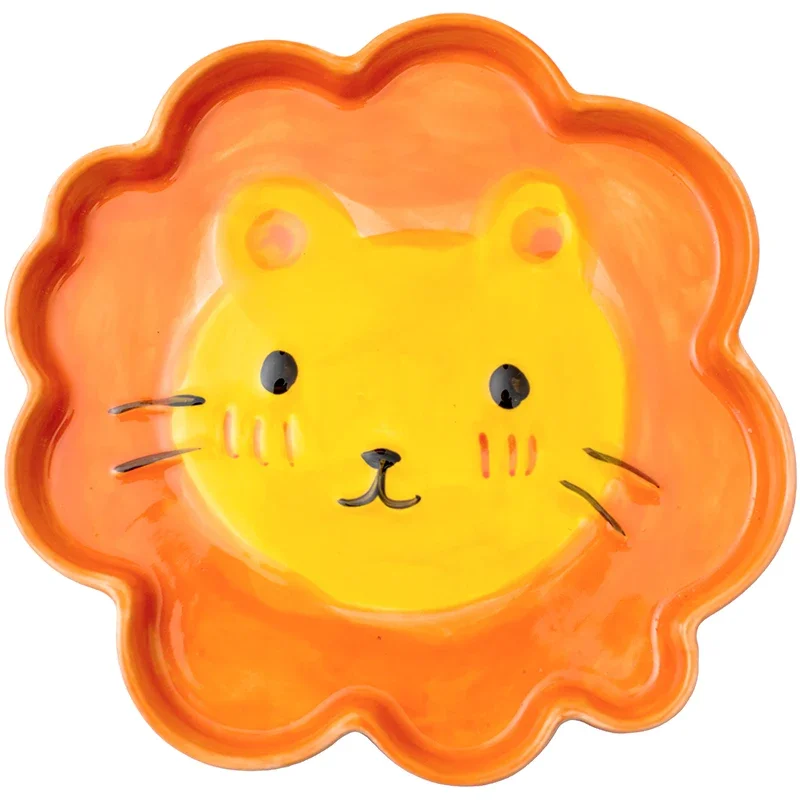 Cute Cartoon Underglaze Color Animal Ceramic Breakfast Plate Children\'s Rice Plate Fruit Cake Dessert Dish Dinner Plates