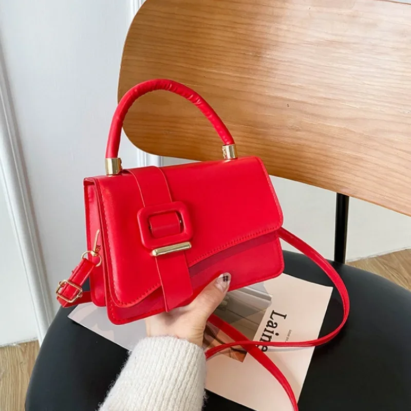 Bags New Crossbody Versatile Textured Handbag Korean Style Simple Fashion Single Shoulder Textured Small Square Bag