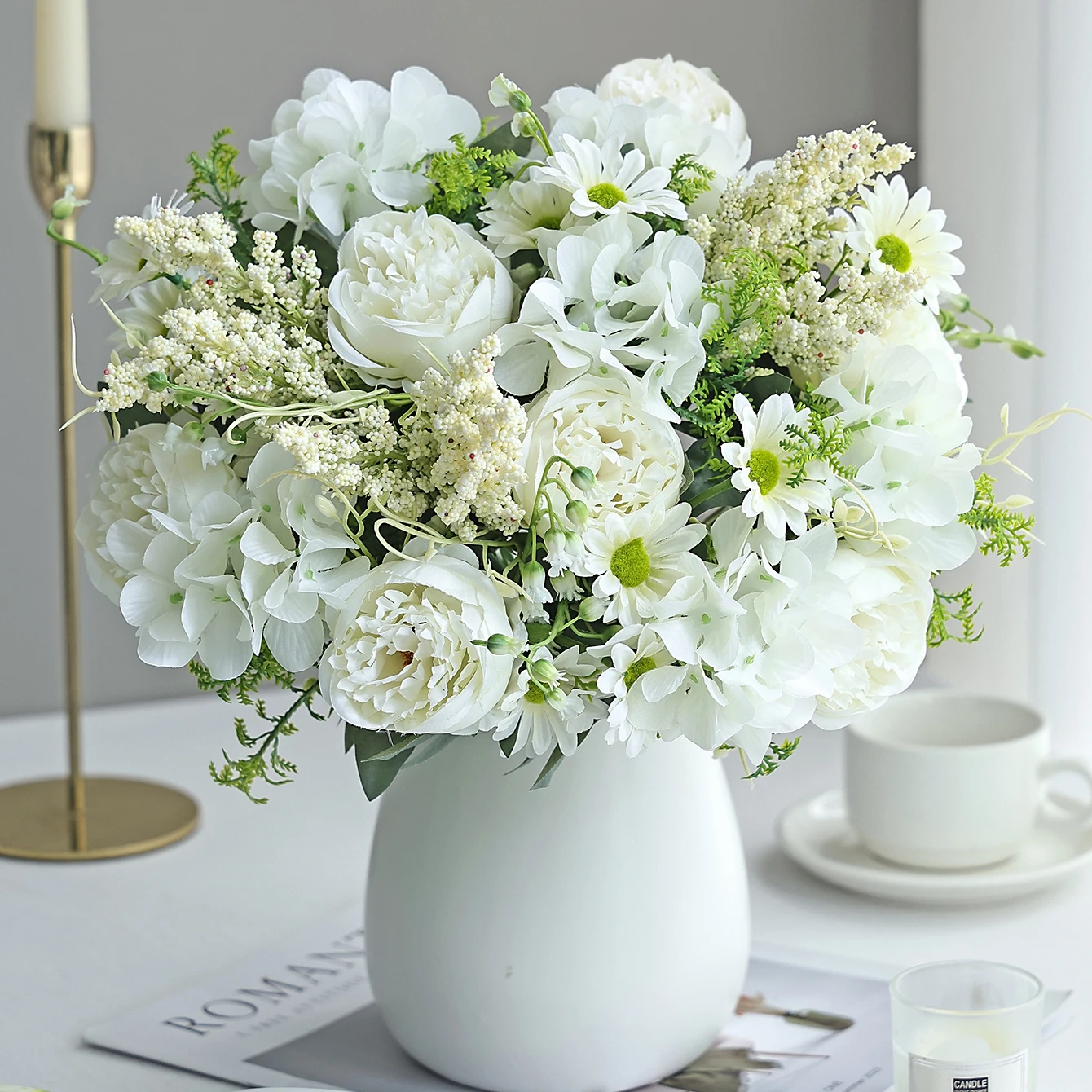 Künstliche Blumen Pfingstrosen Hochzeitskranz Heim Schlafzimmer Tischdekoration Brautstrauß Garten Kunstvase Brett Outdoor Garten DIY Geschenke – Detail 5