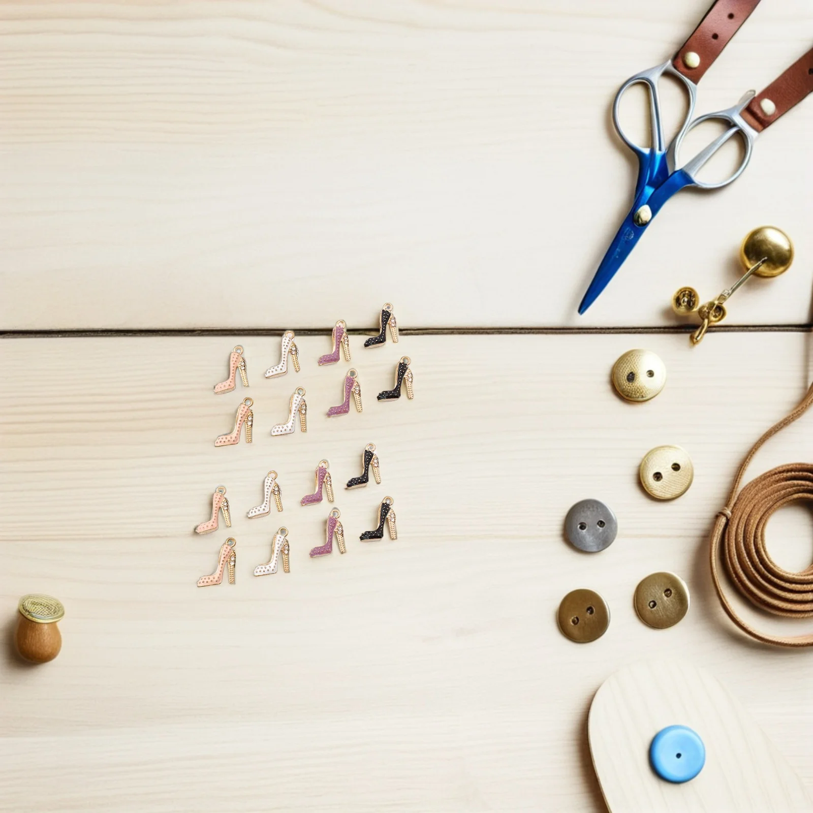 20Pcs Alloy Rhinestone High Heel Charms Mini Shoe Pendants for DIY Jewelry Bracelets Necklaces Keychains Accessories