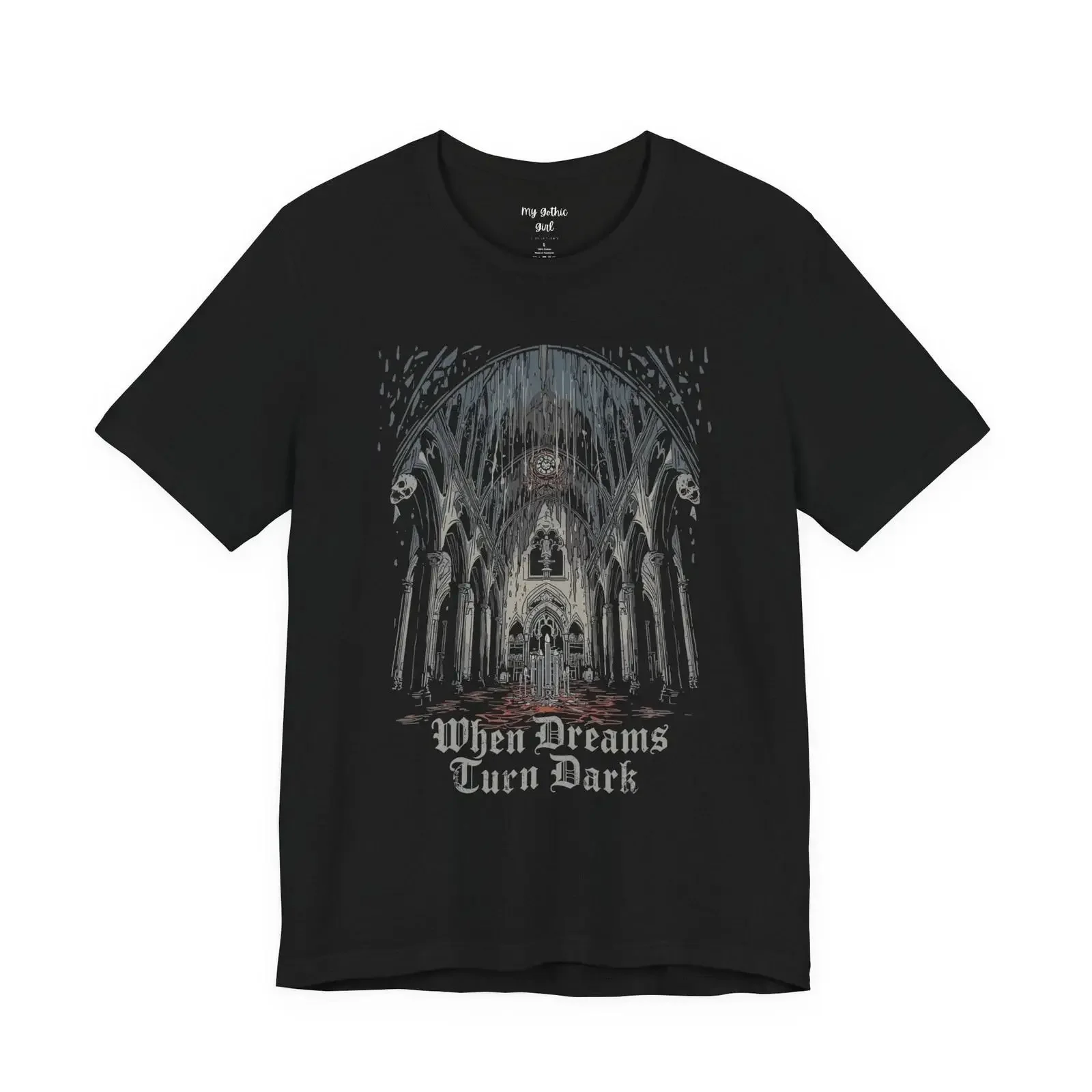 When Dreams Turn Dark Gothic Art Cathedral T Shirt vintage Washed Breathable Versatile Unisex Comfortable homme