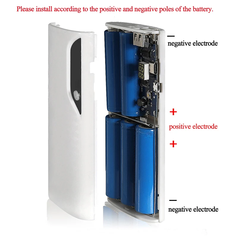 18650 Battery Case Power Bank Portable 5V 5 x 18650 DIY Battery Holder Dual USB Mobile Phone LED Light Charging Shell Box