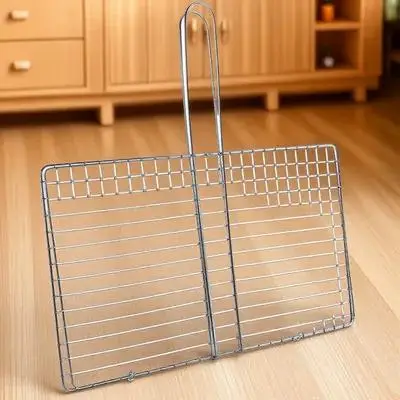 

Bbq Grill Basket Durable Stainless Steel Mesh Outdoor Barbecue Charcoal Grilling Fish Meat Vegetable Tool Grilled Fish Clip