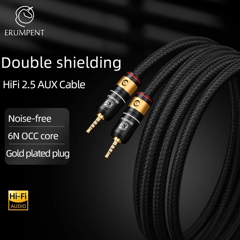 

ERUMPENT HiFi 2.5mm Aux Audio Cable 6N OCC Core Gold Plated Aux 2.5mm Jack Connector Cable for 2.5mm Earphone DAC