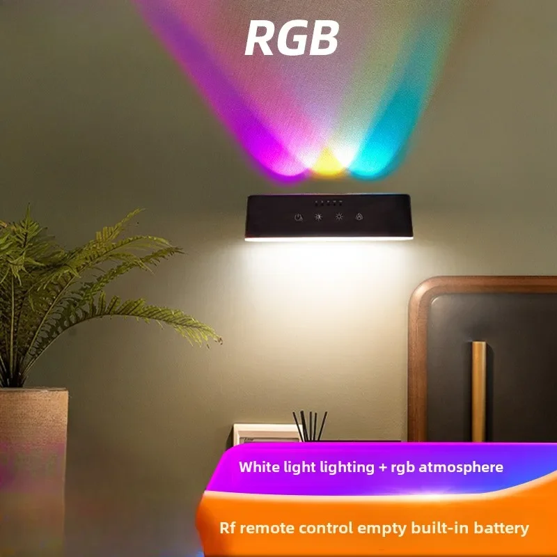 

Rechargeable RGB Ambient Light Double Head Wall Light Wiring Magnetic LED Hotel Bedside Mural Light Room Home Decor Luminaria