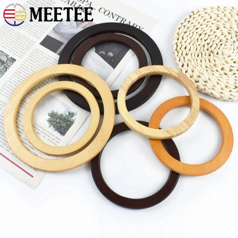 

2Pcs O Ring Wooden Bags Handles Purse Frame Round Wood Handle Handbag Strap Sewing Brackets Handmade Crafts Bag Accessories