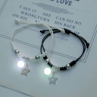 2Pcs/Set Romantic Luminous Beads Hollow Star Couple Bracelets For Women Men Fashion Star Handmade Weave Bangle Matching Jewelry