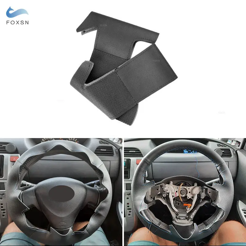 For Toyota Corolla 2006 - 2010 Matrix 2009 Auris 2007 2008 2009 Hand-stitched Car Steering Wheel Cover Black Leather Accessories